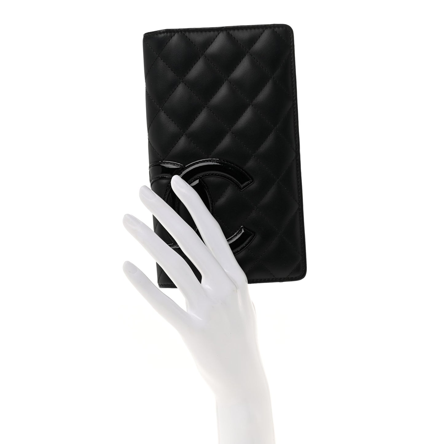 Calfskin Quilted Cambon Yen Wallet Black