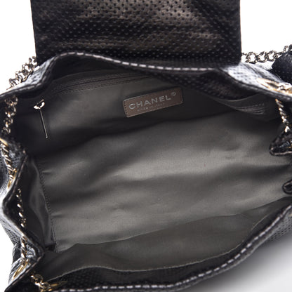 Chanel Metallic Calfskin Perforated Drill Accordion Flap Black 5 of 9