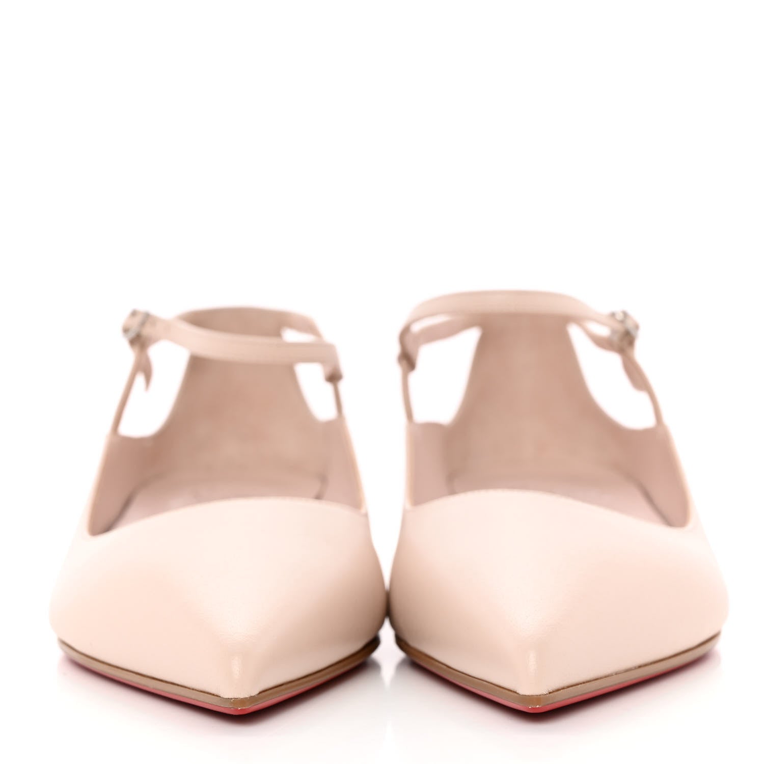 Christian Louboutin Nappa Conclusive Spike Ankle Strap Ballerina Flats 37 Leche 2 of 14