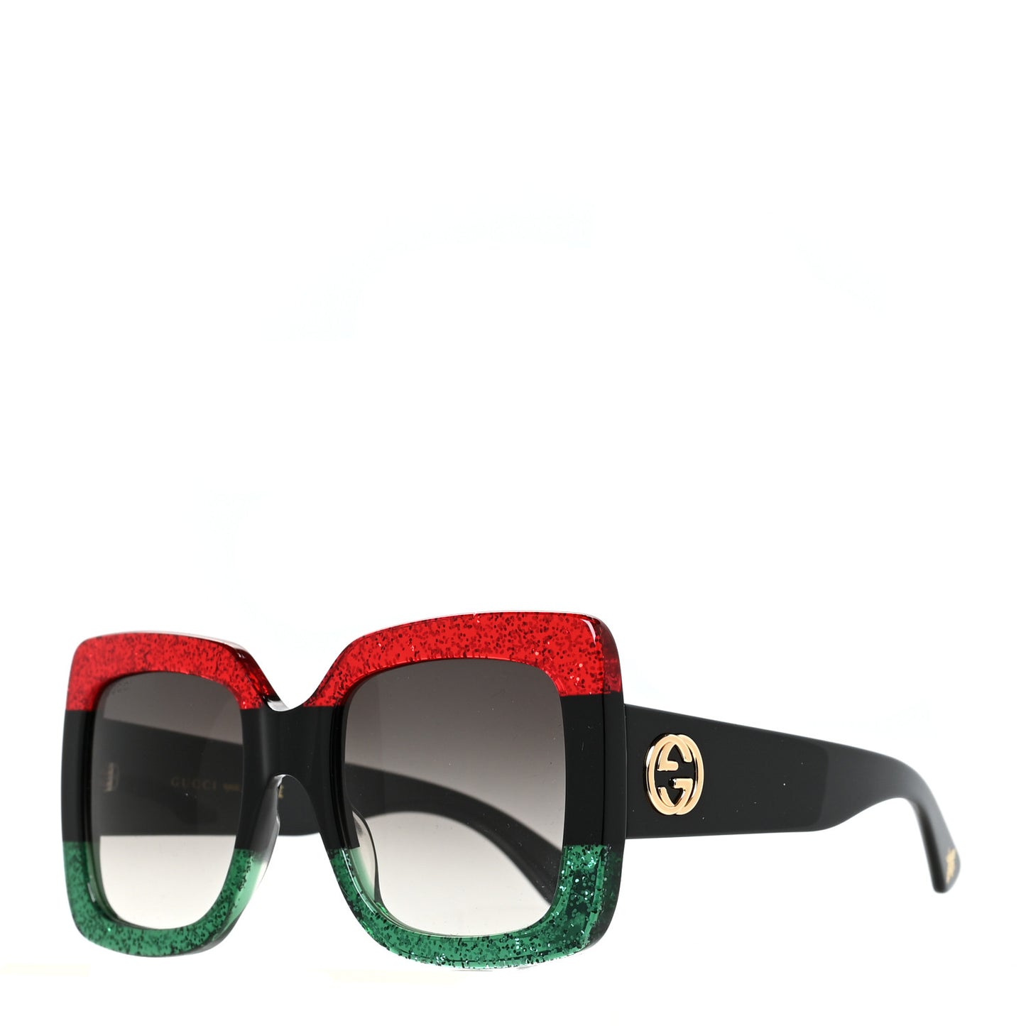 Acetate Square Frame Sunglasses GG0083S Glitter Red Black Green