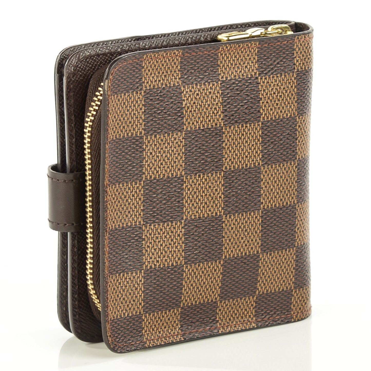 Damier Ebene Zippe Zipped Compact Wallet