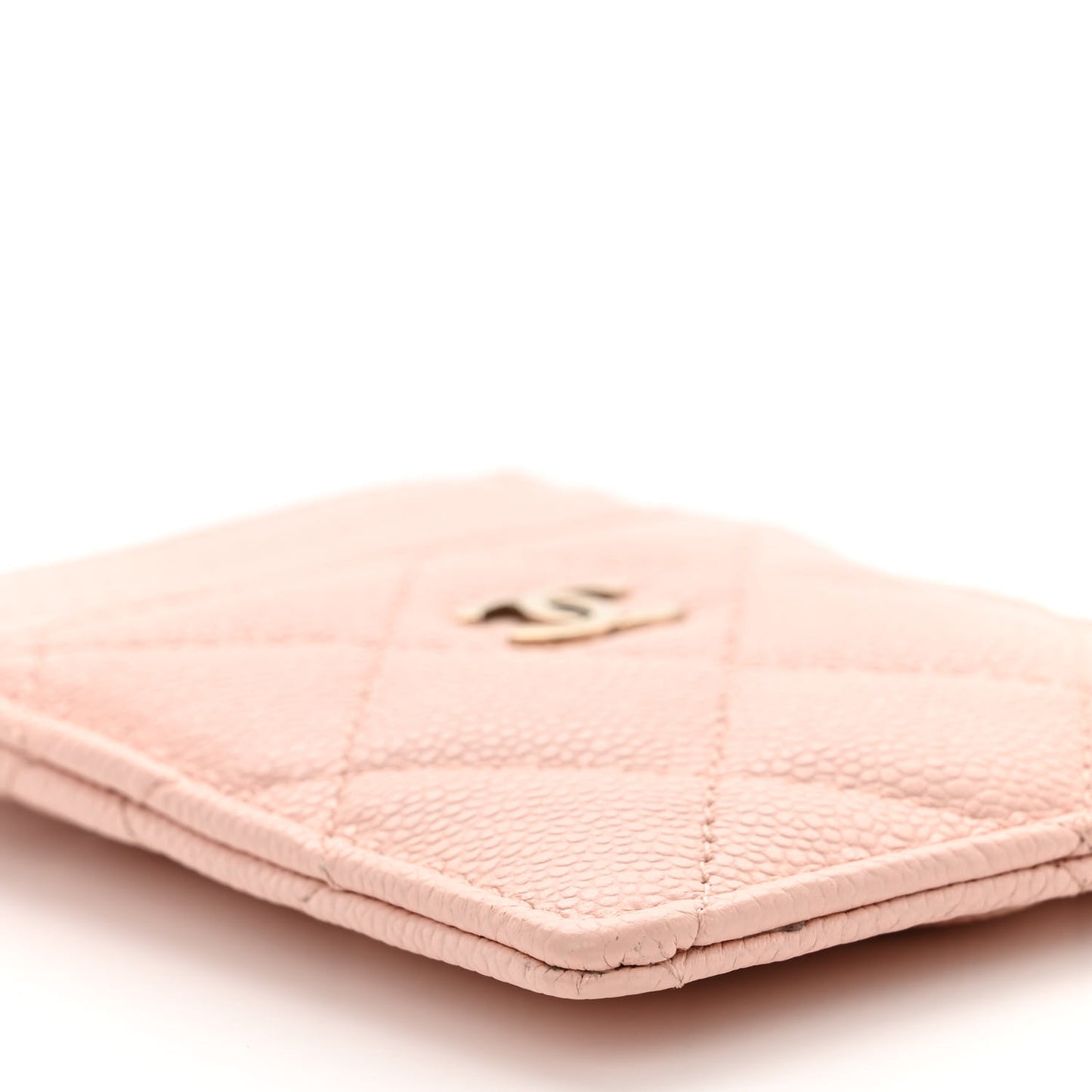 Caviar Quilted Card Holder Light Pink