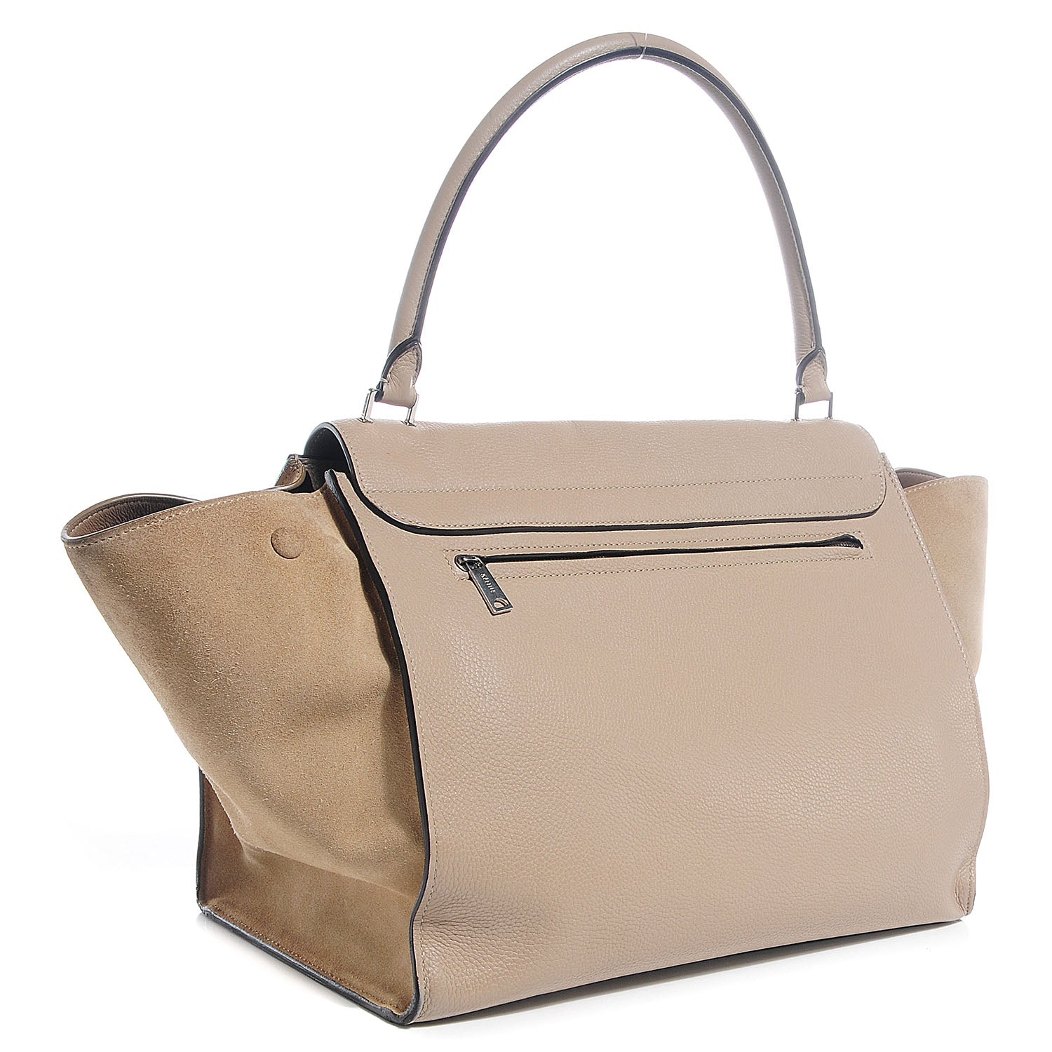 Celine Drummed Calfskin and Suede Large Trapeze Dune 3 of 10