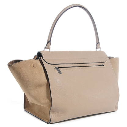 Celine Drummed Calfskin and Suede Large Trapeze Dune 3 of 10