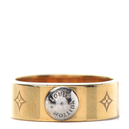 Louis Vuitton Brass Monogram Engraved Nanogram Ring S Gold 1 of 6