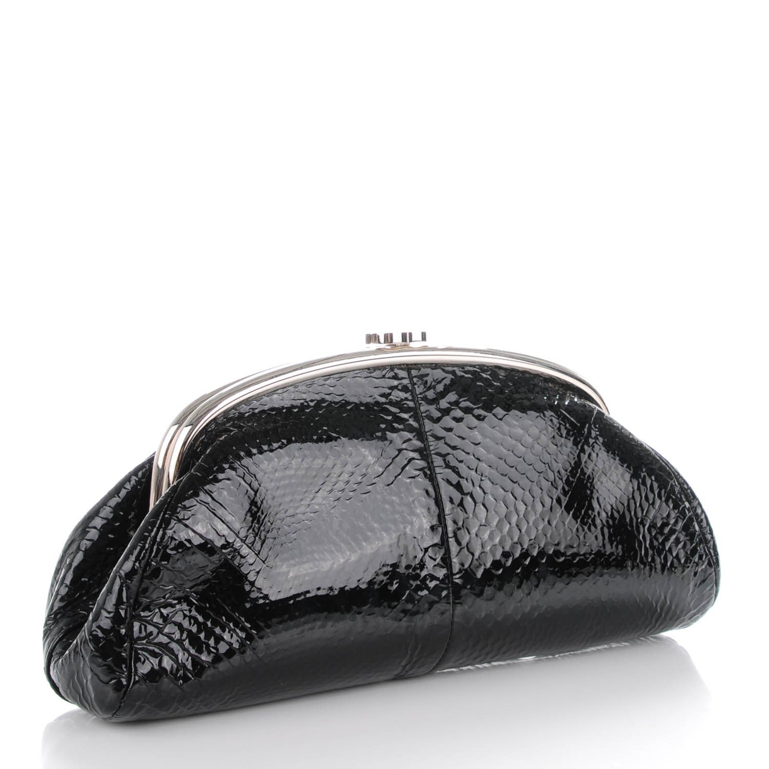 Chanel Glazed Python Timeless Clutch Black 3 of 7