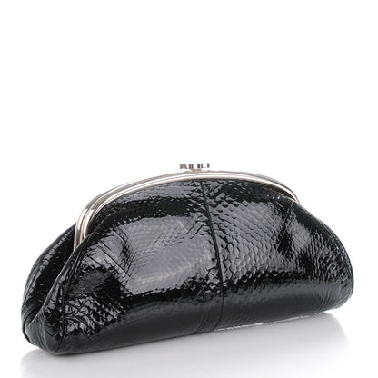Chanel Glazed Python Timeless Clutch Black 3 of 7