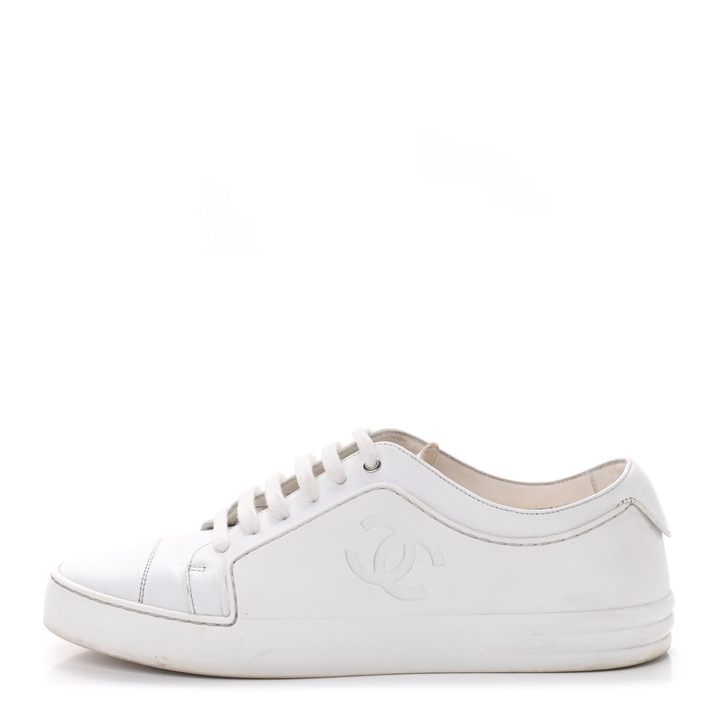 Calfskin Gum Womens CC Sneakers 39 White