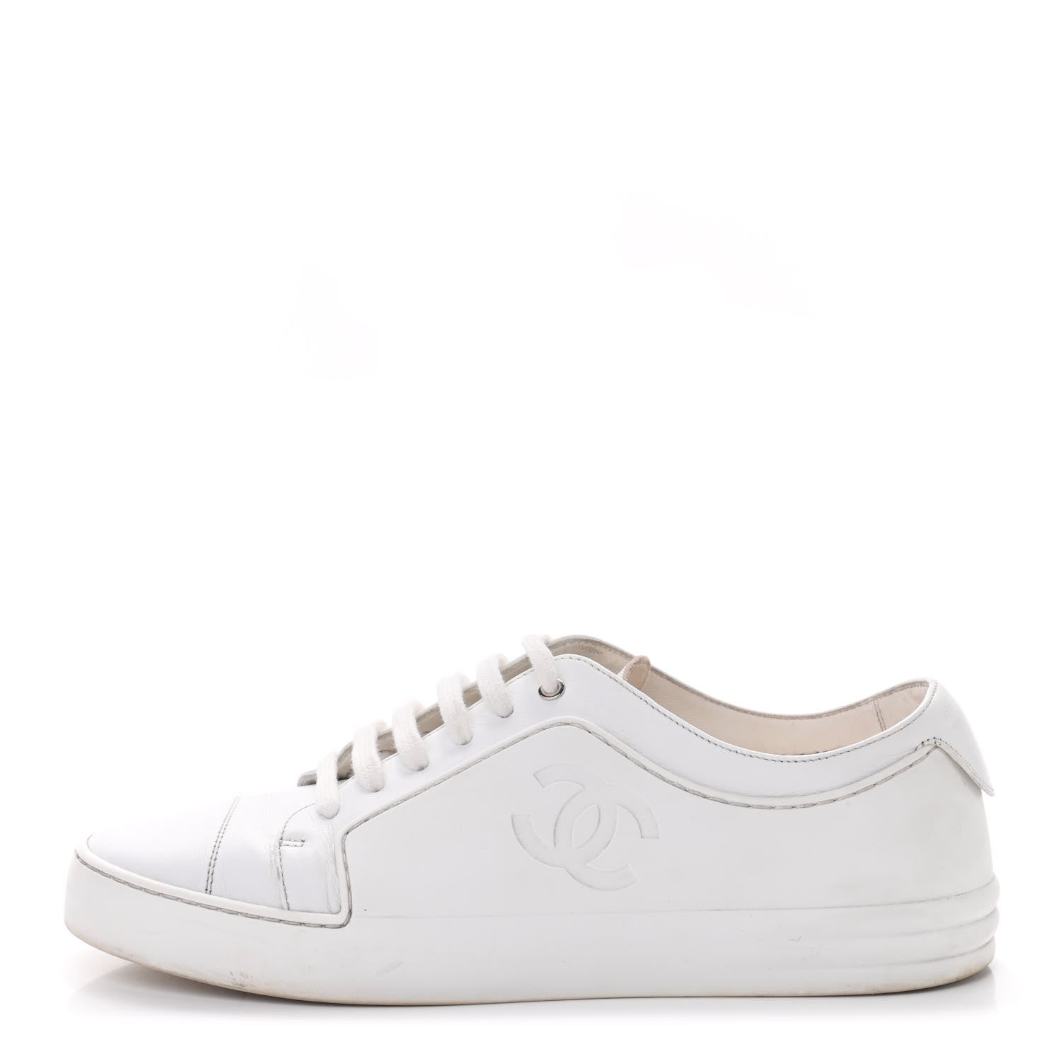 Chanel Calfskin Gum Womens CC Sneakers 39 White 1 of 6