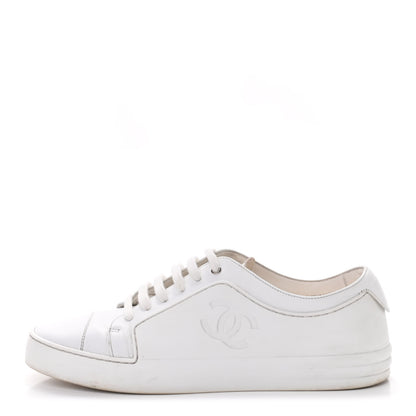 Chanel Calfskin Gum Womens CC Sneakers 39 White 1 of 6