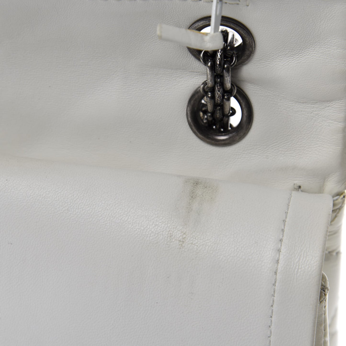 Distressed Patent Quilted 2.55 Reissue Flap 227 White