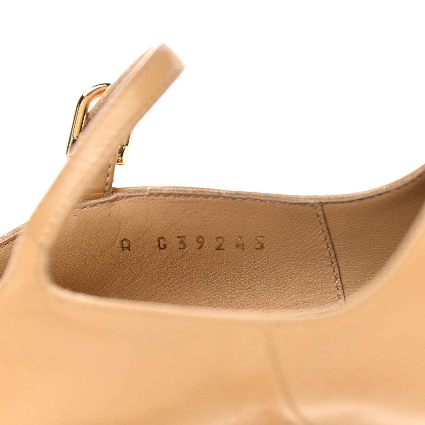 Shiny Goatskin Pearls Cap Toe Open Slingback Pumps 35 Beige Black