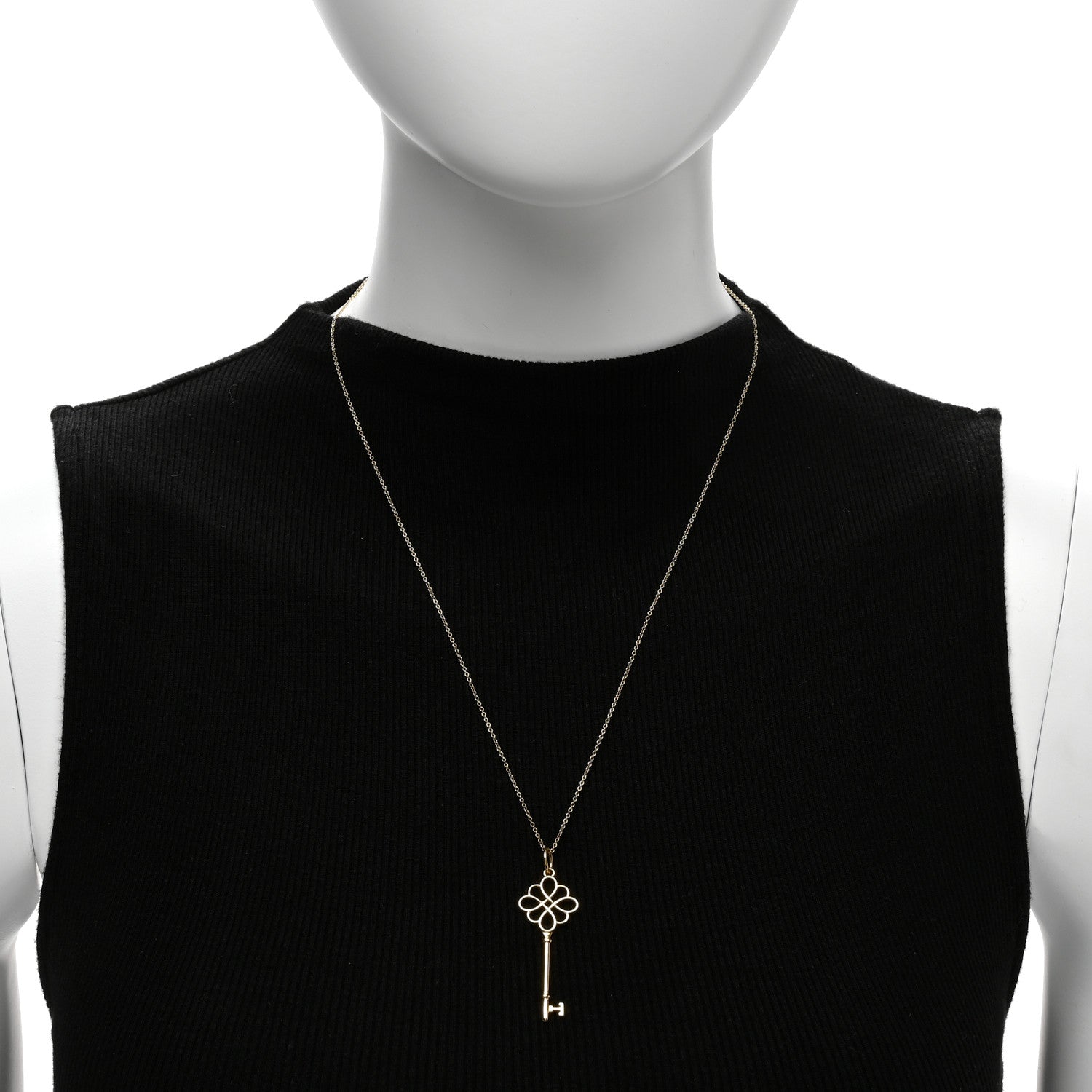 Tiffany 18K Yellow Gold Knot Key Pendant Necklace 2 of 6