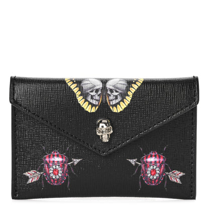 Alexander McQueen Calfskin Insect Envelope Card Holder Black Multicolor 1 of 9