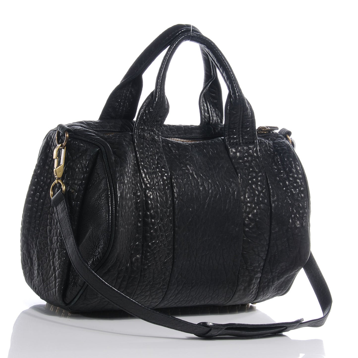 Leather Rocco Duffel Black With Antique Brass Hardware