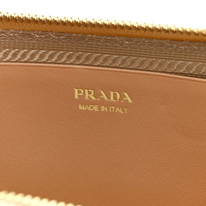 Prada Raffia Calfskin Crochet Logo Embroidered Mini Triangle Crossbody Pouch Naturale 7 of 12