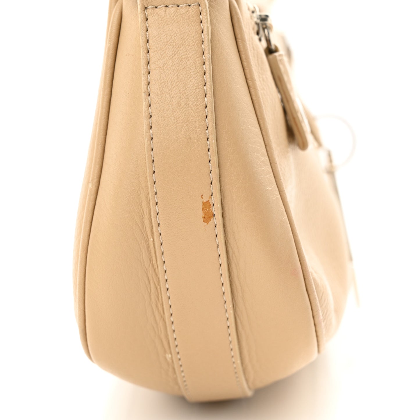 Calfskin Logo Charm Shoulder Bag Beige
