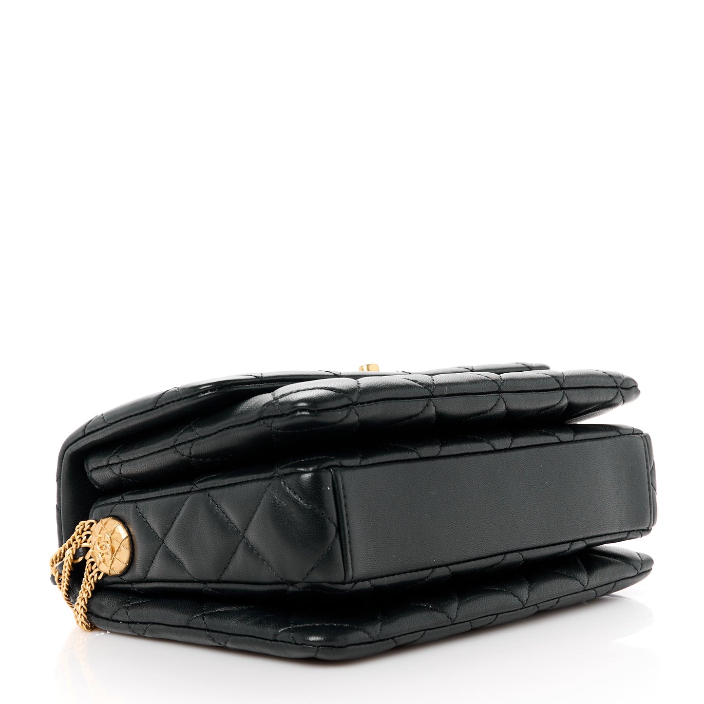 Lambskin Quilted Mini Medallion Multi Chain Flap Black