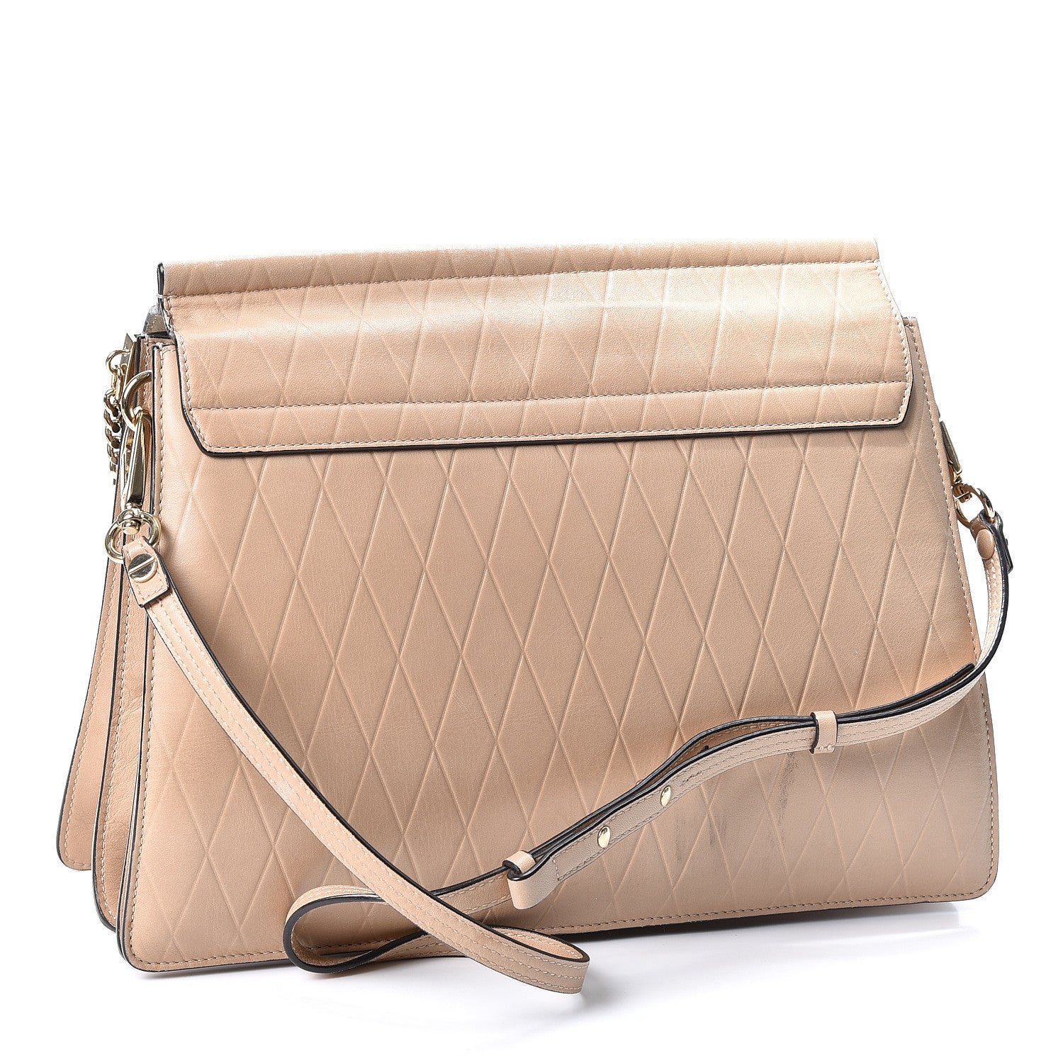 Chloe Calfskin Diamond Embossed Medium Faye Shoulder Bag Beige 2 of 9