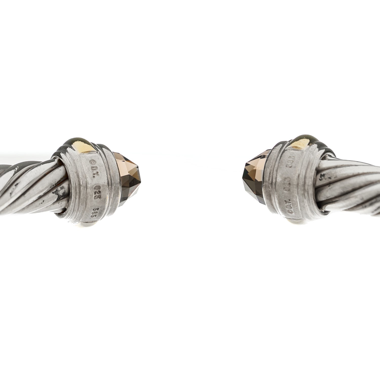 David Yurman Sterling Silver 14K Yellow Gold Smoky Quartz 7mm Cable Classics Bracelet 3 of 3