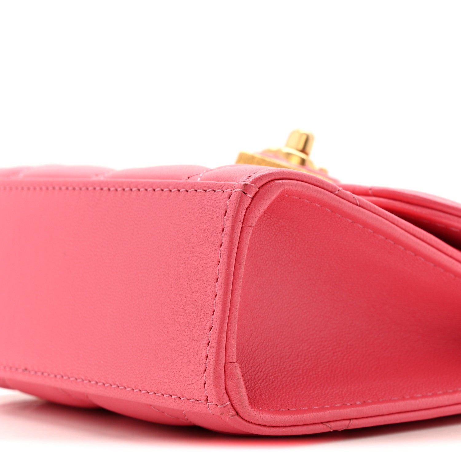 Chanel Lambskin Plexiglass Quilted Coco Love Clutch With Chain Pink 11 of 16