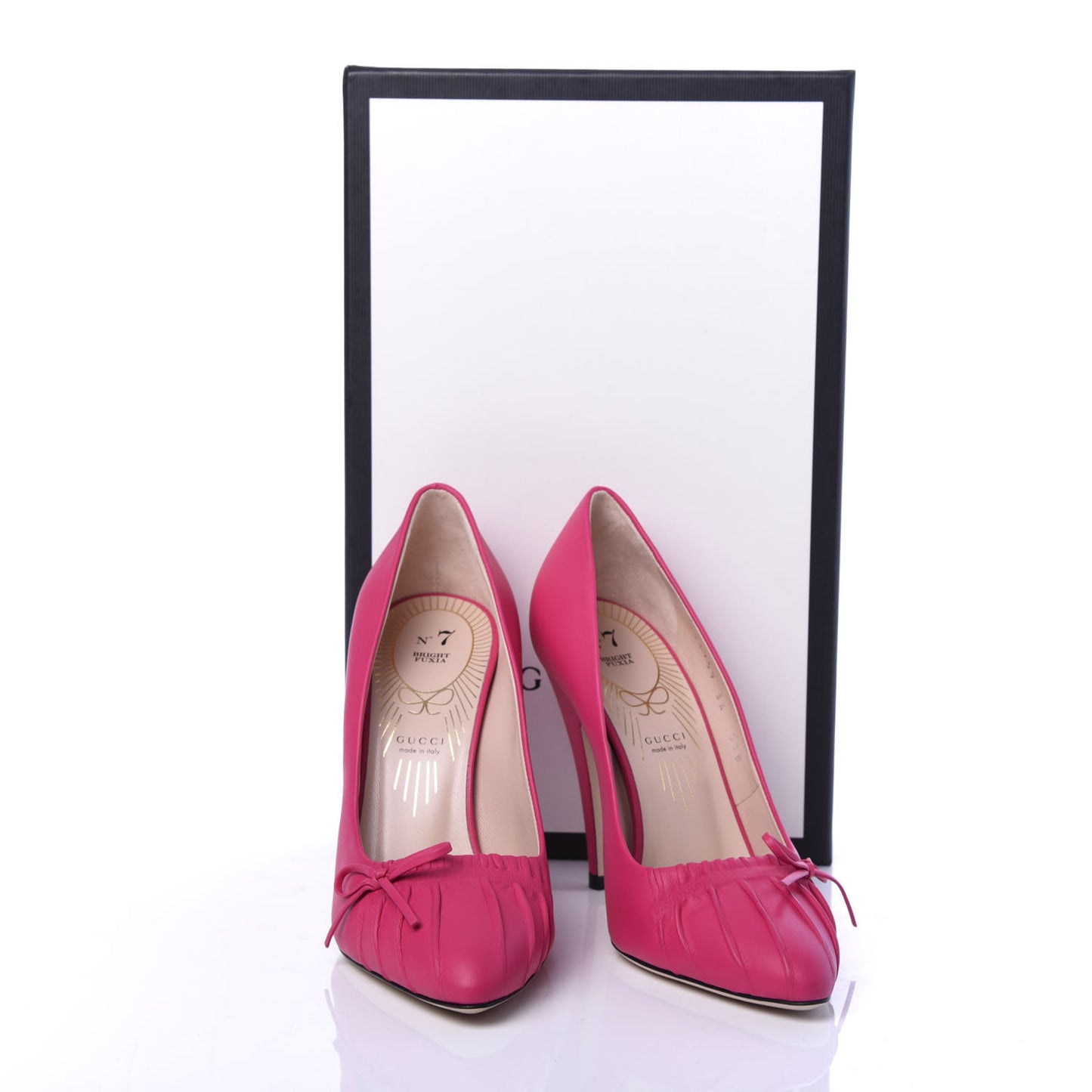 Nappa Bow High Heel Pumps 36 Bright Fuxia