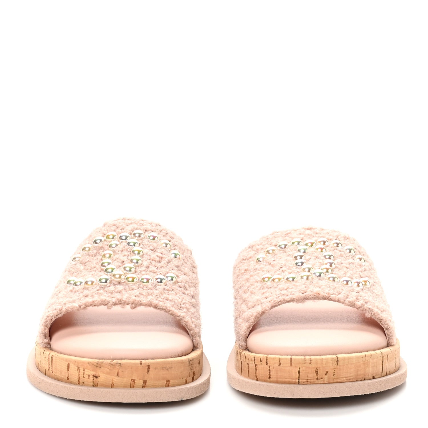 Chanel Fabric Pearl Cork CC Slip On Sandals 39 Pink 3 of 11