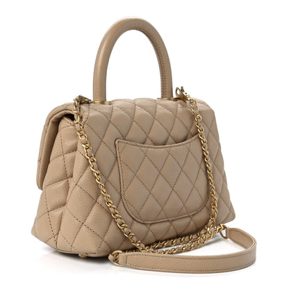 Chanel Caviar Quilted Mini Coco Handle Flap Beige 2 of 11