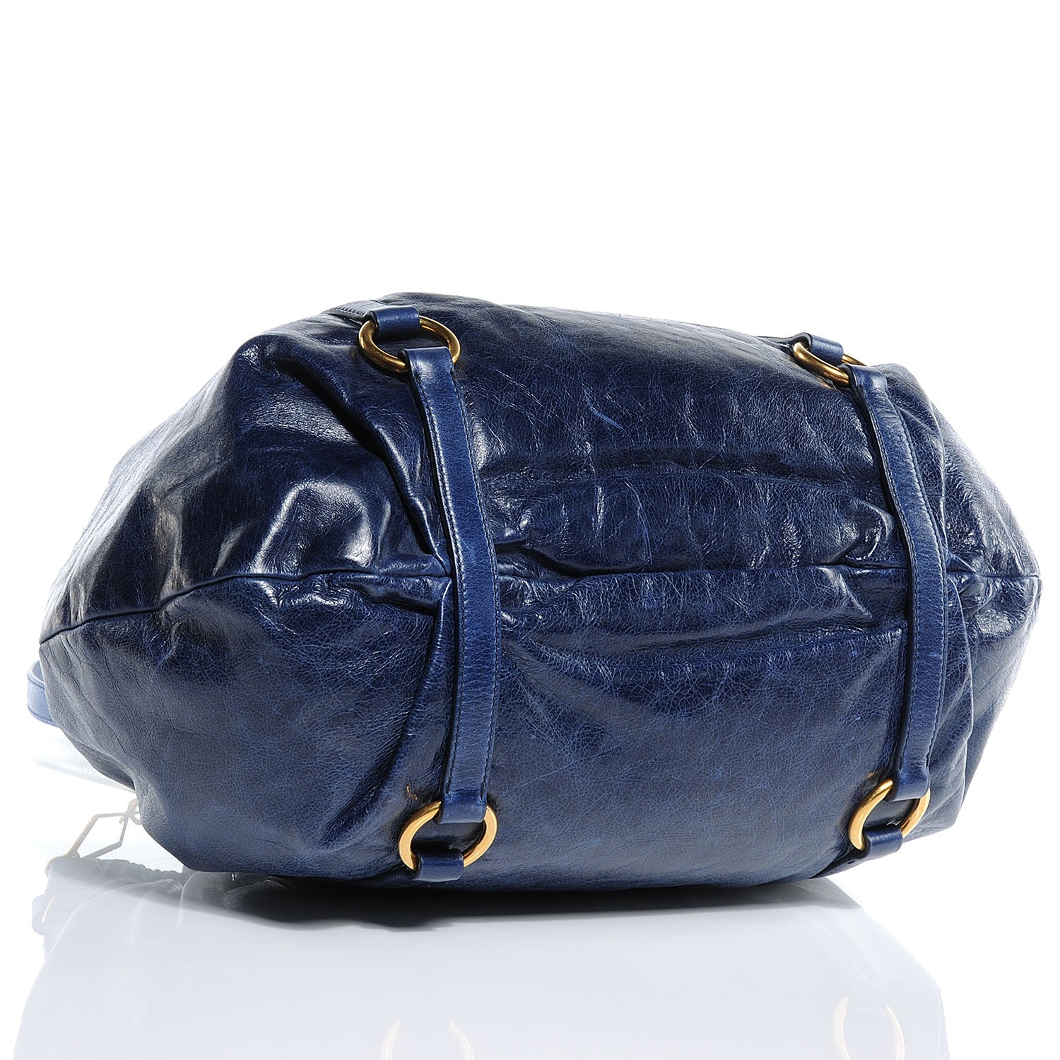 Miu Miu Leather Vitello Lux Gathered Shopper Tote Bleuette 4 of 8