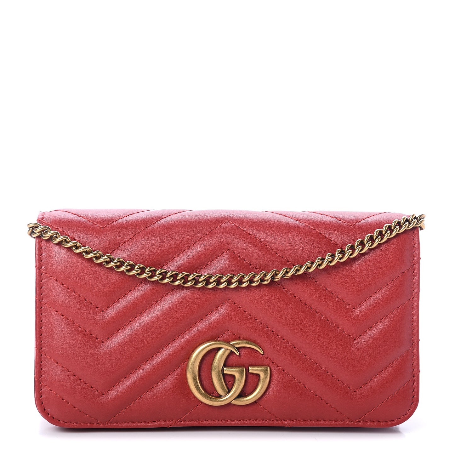 Calfskin Matelasse GG Marmont Mini Bag Hibiscus Red