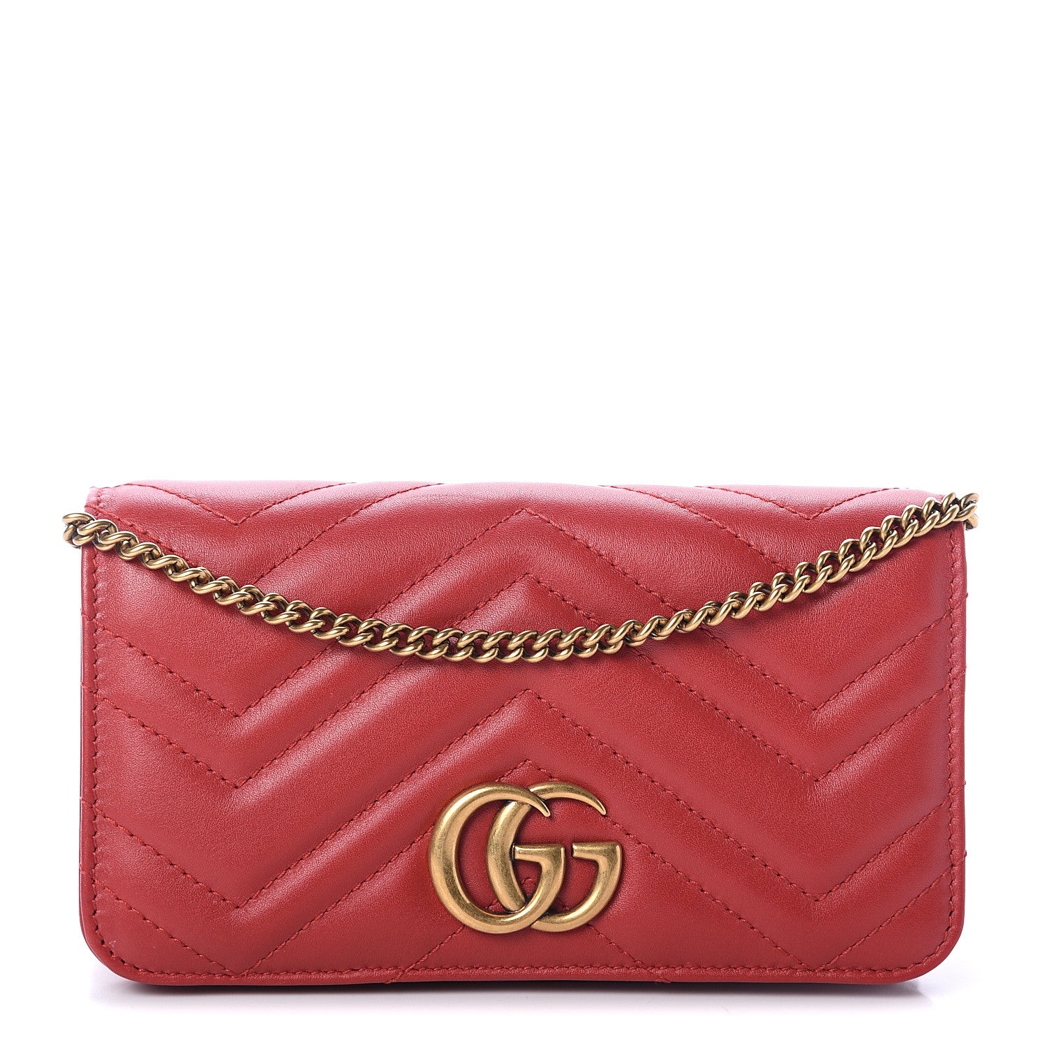 Gucci Calfskin Matelasse GG Marmont Mini Bag Hibiscus Red 1 of 7