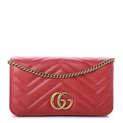 Gucci Calfskin Matelasse GG Marmont Mini Bag Hibiscus Red 1 of 7