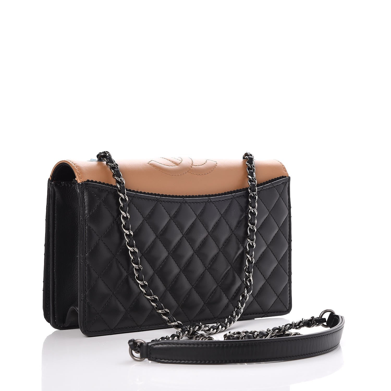 Chanel Calfskin Quilted Small Ballerine Flap Black Beige 3 of 10