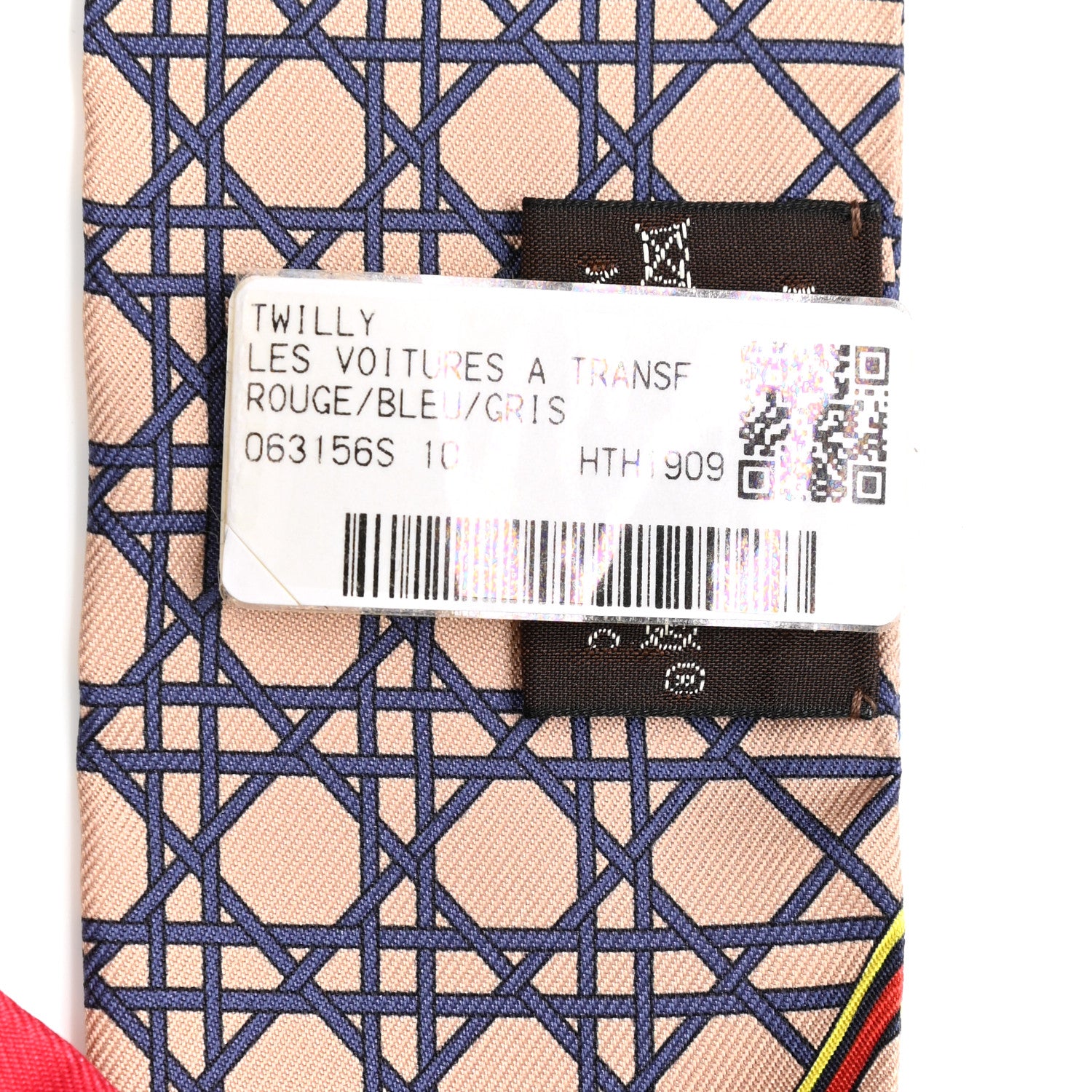 Hermes Silk Les Voitures A Transformation Twilly Rouge Bleu Gris 4 of 4