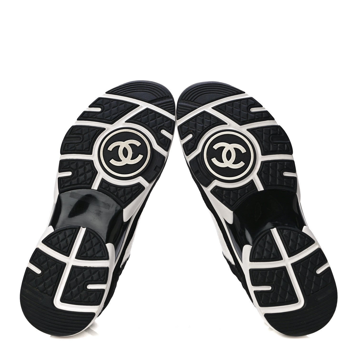 Chanel Fabric Suede Calfskin CC Sneakers 39.5 White Black 7 of 10