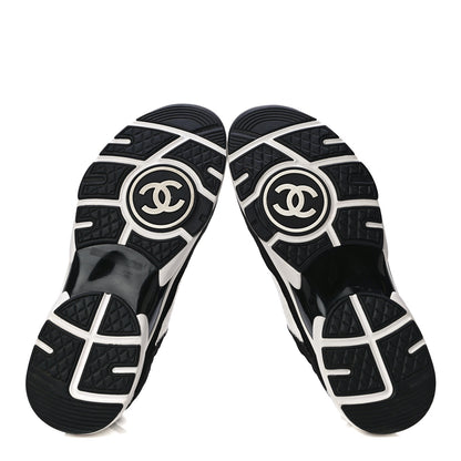 Chanel Fabric Suede Calfskin CC Sneakers 39.5 White Black 7 of 10