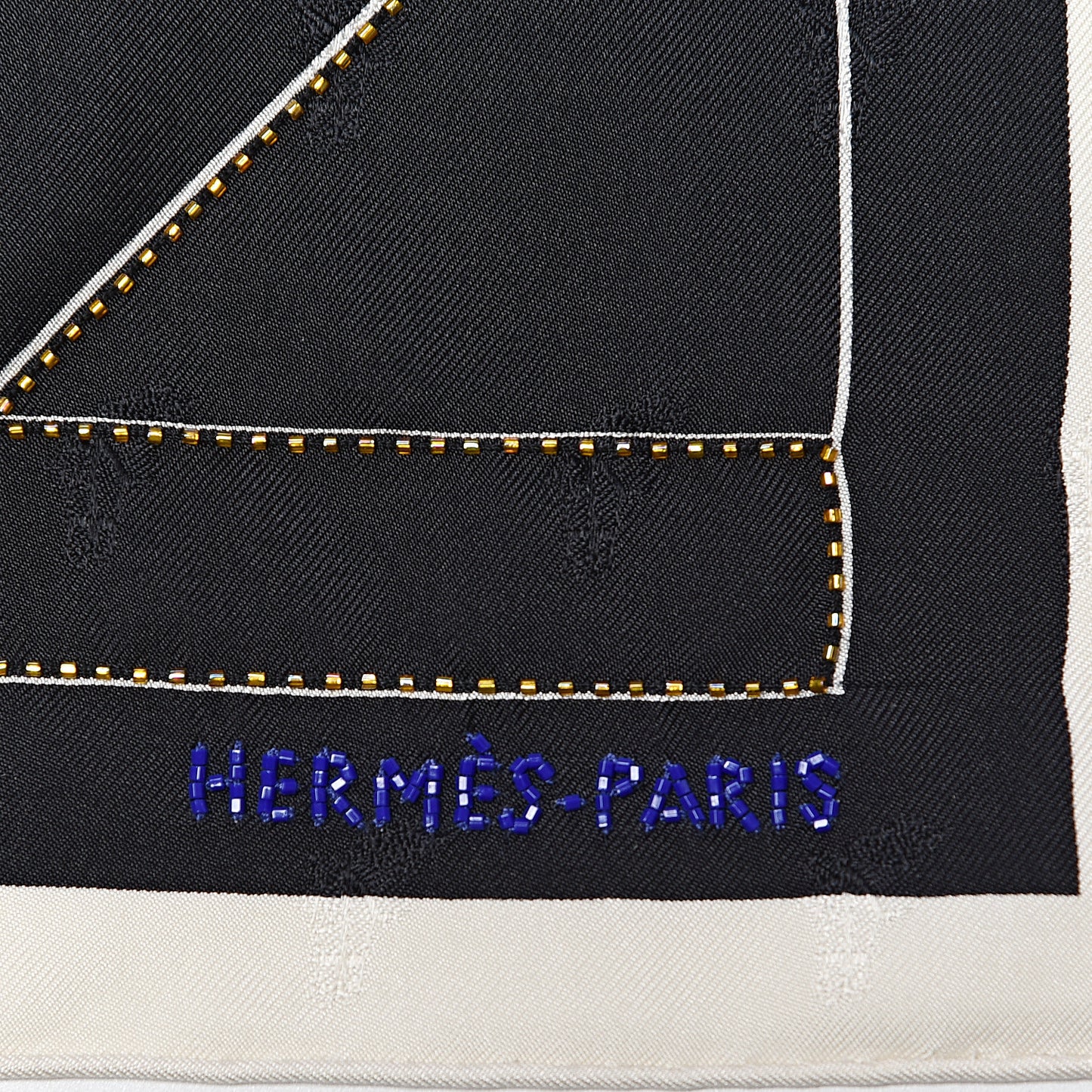 Silk Embroidered Alphabet Finesse Exceptional Scarf 70 Black White