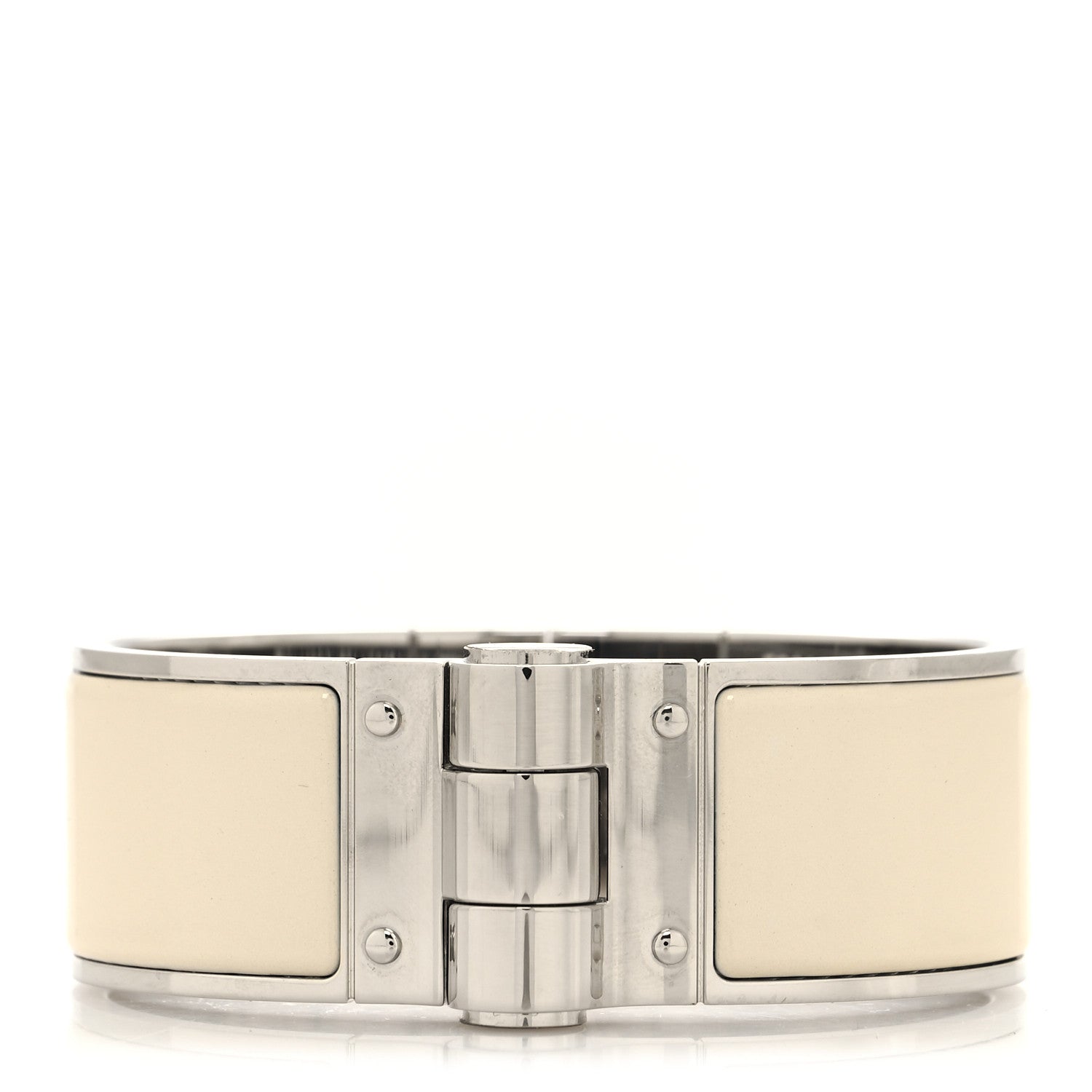Hermes Enamel Charniere Uni Wide Hinged Bracelet L Pannacotta 1 of 5