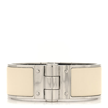 Hermes Enamel Charniere Uni Wide Hinged Bracelet L Pannacotta 1 of 5