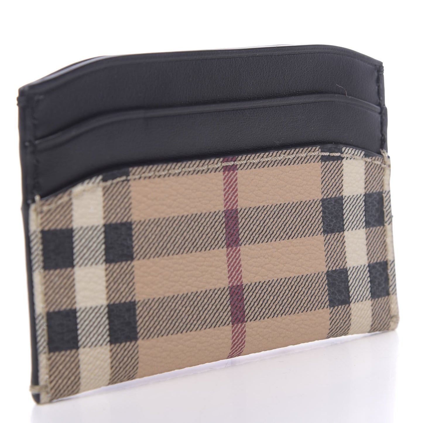 Soft Grain Calfskin Haymarket Check Izzy Card Case Black