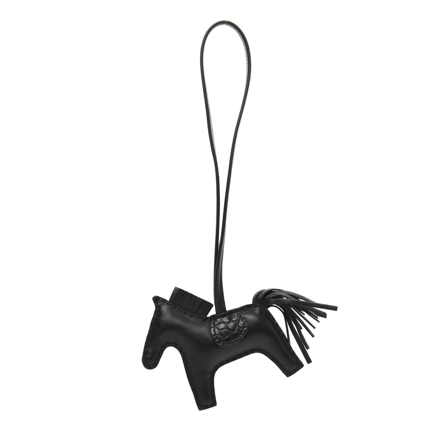 Hermes Milo Lambskin Matte Alligator Touch Grigri Rodeo Horse Bag Charm PM So Black 1 of 5