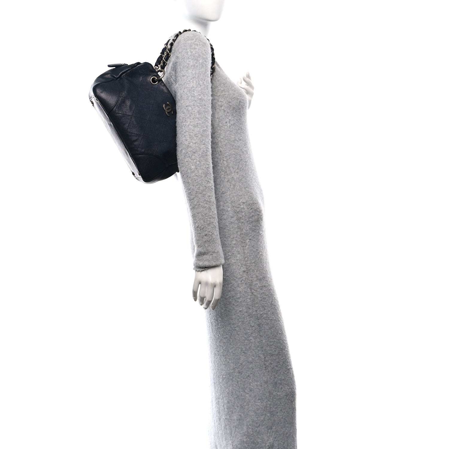 Chanel Distressed Caviar Outdoor Ligne Tote Navy 2 of 12