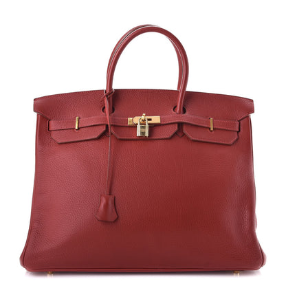 Hermes Taurillon Clemence Birkin 40 Rouge Casaque 1 of 46