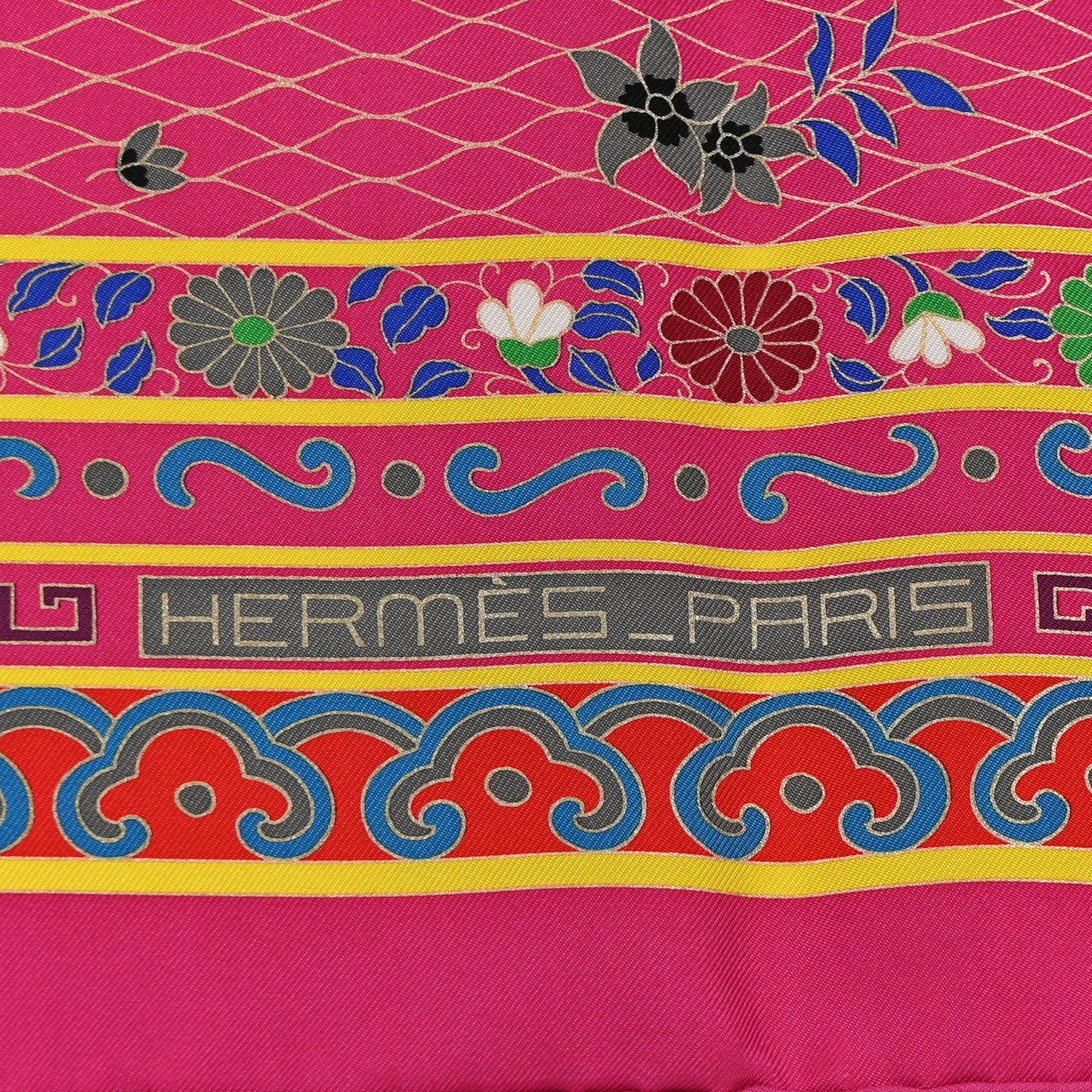 Silk Collections Imperiales Scarf 90 Fuchsia Vert Black