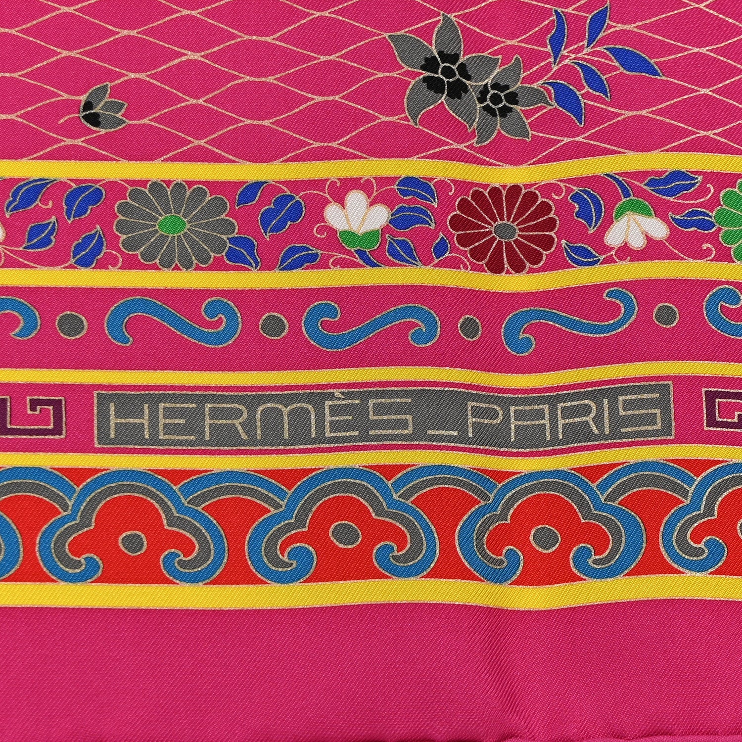 Hermes Silk Collections Imperiales Scarf 90 Fuchsia Vert Black 2 of 5