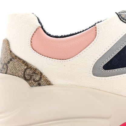 Gucci GG Supreme Monogram Mix Monogram Womens Rhyton Sneakers 39 London Blue Beige Pale Pink 15 of 16