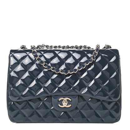 Chanel Patent Quilted Jumbo Single Flap Navy 1 of 13