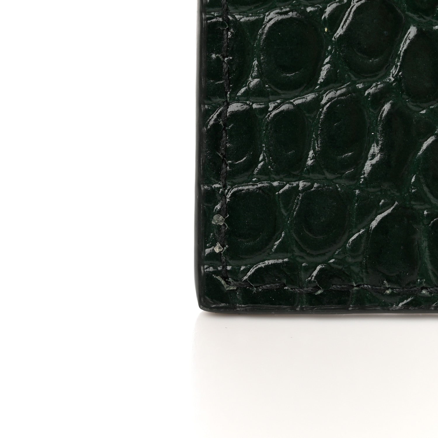 Saint Laurent Calfskin Crocodile Embossed Uptown Monogram Clutch Dark Green 10 of 10
