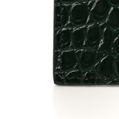 Saint Laurent Calfskin Crocodile Embossed Uptown Monogram Clutch Dark Green 10 of 10