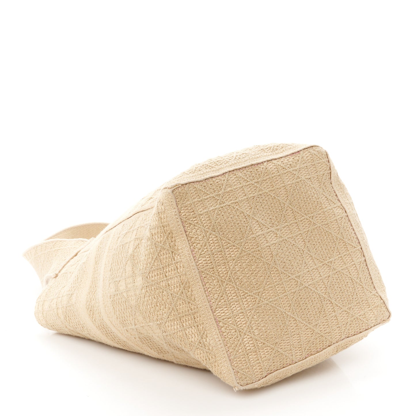 Canvas Embroidered D-Bubble Bucket Bag Beige